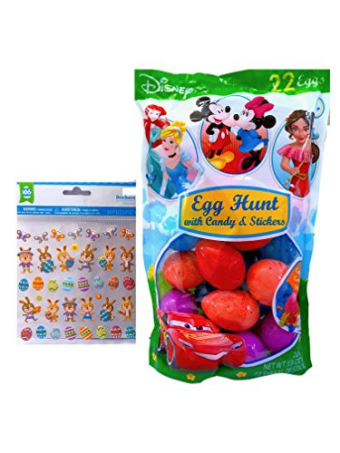 NEW Disney Childrens Easter Egg Hunt With Candy  and  Stickers With Bonus Sticker Sheet 22Ct