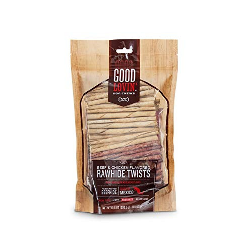 Good Lovin  Beef and Chicken Flavored Rawhide Twist Dog Chews  Pack of 100  10.6 OZ