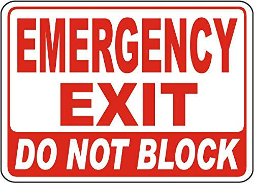 Vinyl Stickers - Bundle - Safety and Warning Signs Stickers - Emergency Exit Do Not Block Sign F3-10 Pack  13 inch x 9 inch