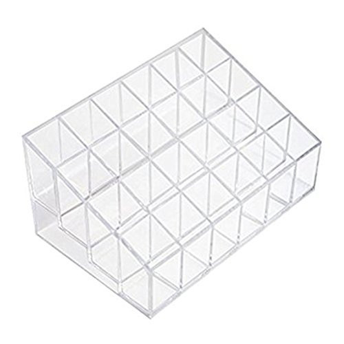 NYKKOLA 24 Lattices Clear Acrylic Lipstick Holder Organizer Display Stand Cosmetic Makeup Organizer for Lipstick, Brushes, Bottles