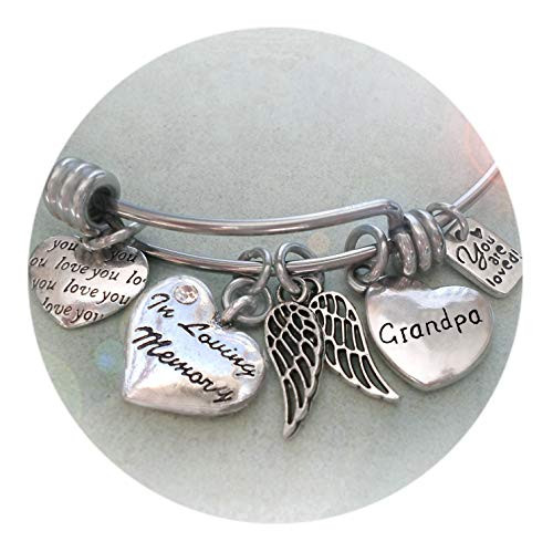 In Loving Memory Grandpa Memorial Bangle Bracelet  Grieving Granddaughter Gift  Bereavement  Sympathy Gift  3 Sizes  Small  Medium Women or Large
