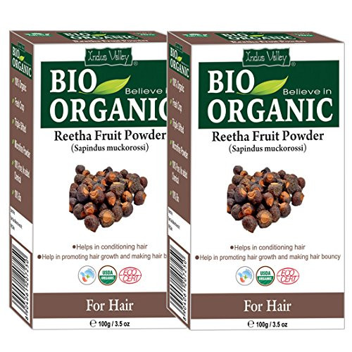 Indus valley 100 percent Pure Reetha Powder  Sapindus Mukorossi  for hair growth - Pack of 2