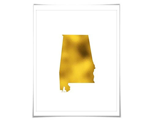 Alabama State Map Gold Foil Art Print. 7 Foil Colours 3 Sizes. Travel Poster. USA Map Wall Art Alabama State Map Gold Foil Art Print. 7 Foil Colours 3 Sizes. Travel Poster. USA Map Wall Art
