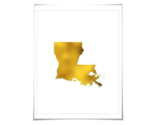 Louisiana State Map Gold Foil Art Print. 7 Foil Colours 3 Sizes. Travel Poster. USA Map Wall Art Louisiana State Map Gold Foil Art Print. 7 Foil Colours 3 Sizes. Travel Poster. USA Map Wall Art