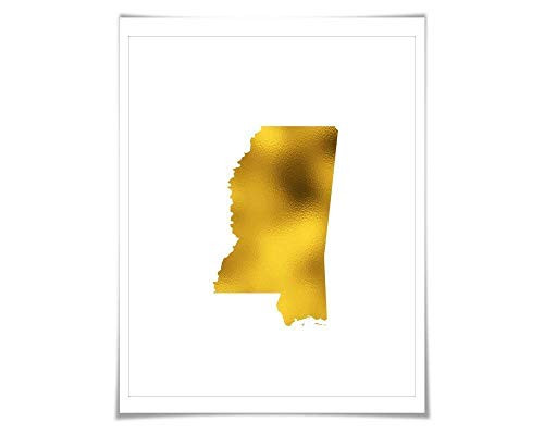 Mississippi State Map Gold Foil Art Print. 7 Foil Colours 3 Sizes. Travel Poster. USA Map Wall Art Mississippi State Map Gold Foil Art Print. 7 Foil Colours 3 Sizes. Travel Poster. USA Map Wall Art