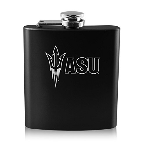 ASU Sun Devils -6 oz. Color Stainless Steel Flask-Black
