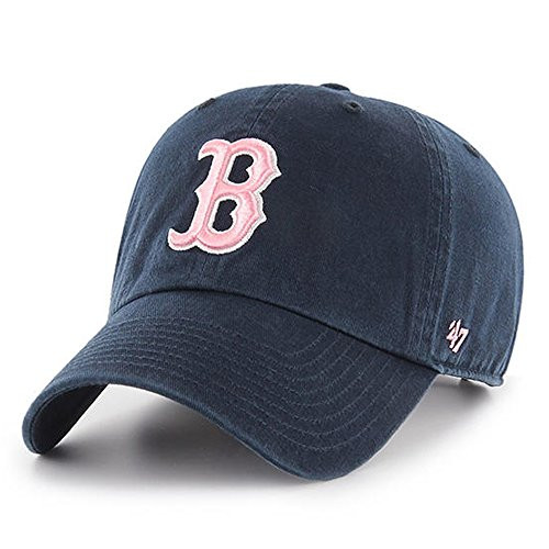 47 Brand Womens Boston Red Sox Clean Up Dad Hat Cap Strapback Navy Baby Pink