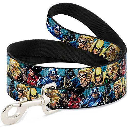 Buckle-Down Pet Leash - New Avengers Group Snow Storm Pose - 4 Feet Long - 1 inch Wide Buckle-Down Pet Leash - New Avengers Group Snow Storm Pose - 4 Feet Long - 1 inch Wide