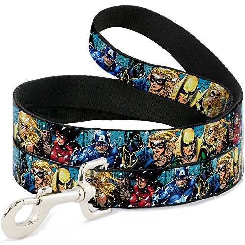 Buckle-Down Pet Leash - New Avengers Group Snow Storm Pose - 4 Feet Long - 1.5 inch Wide Buckle-Down Pet Leash - New Avengers Group Snow Storm Pose - 4 Feet Long - 1.5 inch Wide