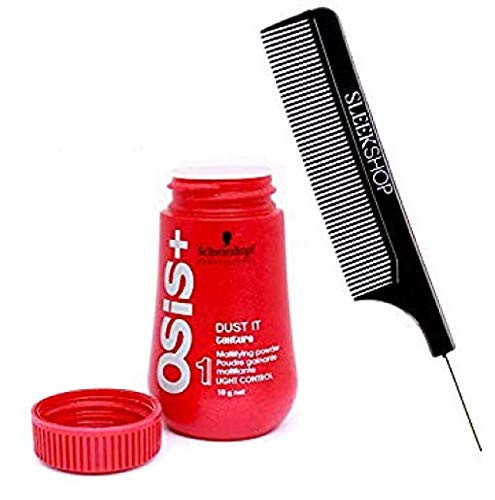 Schwarzkopf OSiS Dust It - Mattifying Powder  with Sleek Steel Pin Tail Comb  0.35 oz