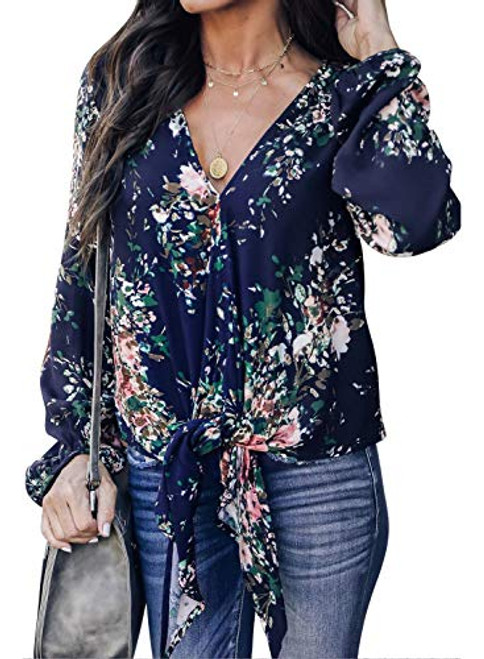 Actloe Women Boho Tops Floral Print Long Sleeve Tops V Neck Casual Loose Womens Tops and Blouses L Floral Navy Actloe Women Boho Tops Floral Print Long Sleeve Tops V Neck Casual Loose Womens Tops and Blouses L Floral Navy