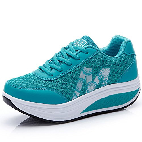 CN-Porter Women s Platform Fitness Mesh Platform Sneaker Shake Shoes Lake Blue