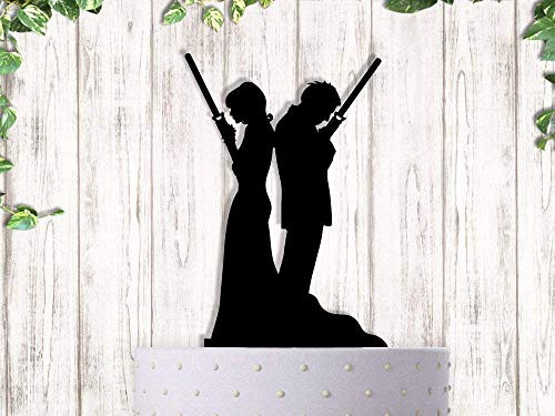 Bride and Groom Jedis Geek Nerd Wedding Cake Topper