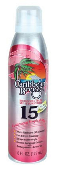 Caribbean Breeze Continuous Spray Sunscreen Lotion SPF 15 6oz Caribbean Breeze Continuous Spray Sunscreen Lotion SPF 15 6oz
