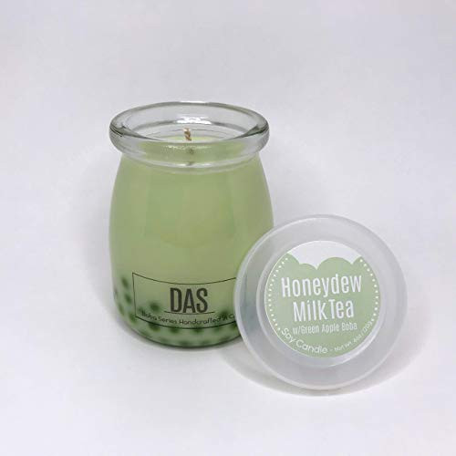 Honey Dew Milk Tea w Green Apple Boba   Boba Candle   Soy Wax Candle   Honeydew   Green Apple   Milk   Scented Candle   Cute Jar   Gift For Foodies