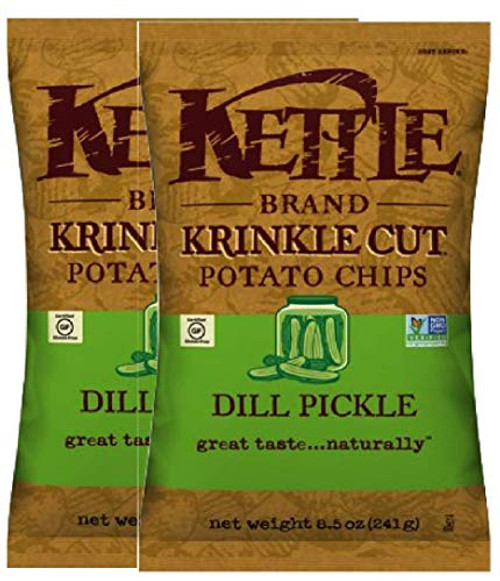 NEW Kettle Cooked Krinkle Cut Potato Chips  Dill Pickle  Bonus Lays Dill Pickle  Kettle Brand  2