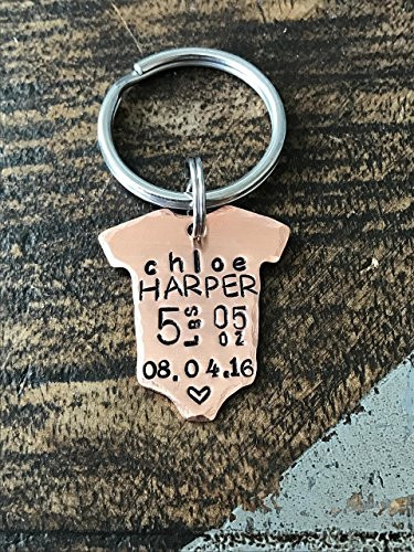 Onesie Keychain Baby Announcement Baby Statistics Keychain New Baby Gift for Dad Baby Gift for Mom Baby Weight Time Date Keepsake Baby Meme