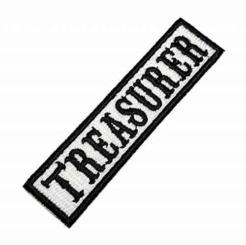 NT0515 Treasurer Biker Front of Vest Jacket Title 100% Embroidered Patch Iron or Sew