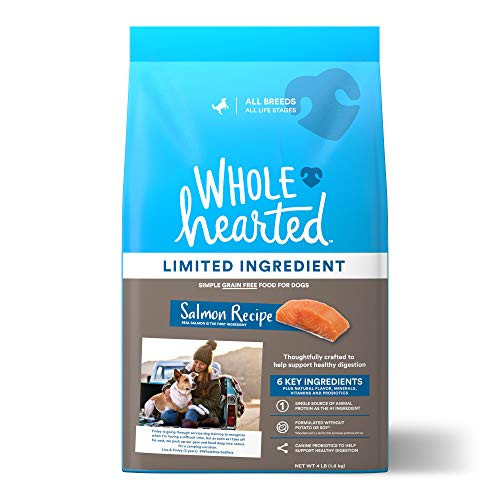 WholeHearted Grain Free Limited Ingredient Salmon Recipe Dry Dog Food for All Life Stages and Breeds  4 lbs.
