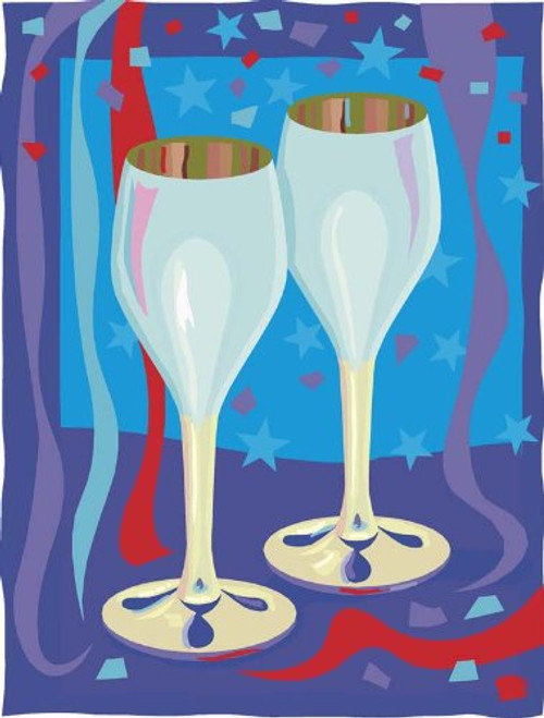Champagne Glass Celebration - Vinyl Stained Glass Film  Static Cling Window Decal