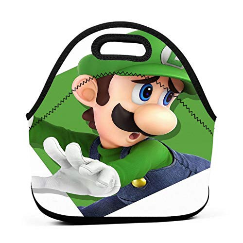 Smash Bros. Ultimate Luigi Diamond Icon Lunch Bag Neoprene Portable Insulated Reusable Leakproof Lunch Box Tote For Work Outdoor Travel Picnic
