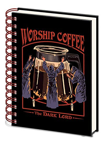 1art1 Steven Rhodes Notebook College Block - Worship Coffee The Dark Lord  8 x 6 inches
