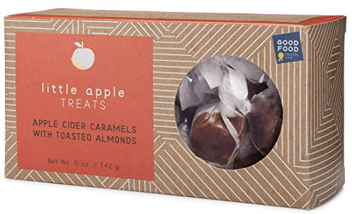 Little Apple Treats Organic Farm  All Natural Handcrafted Small Batch  American Made  Apple Cider Caramels with Toasted Almonds Gift Box  18 Individually Wrapped Pieces