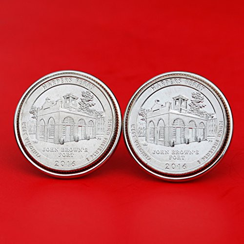 US 2016 West Virginia Harpers Ferry National Historical Park Quarter BU Uncirculated Coins Cufflinks NEW US 2016 West Virginia Harpers Ferry National Historical Park Quarter BU Uncirculated Coins Cufflinks NEW