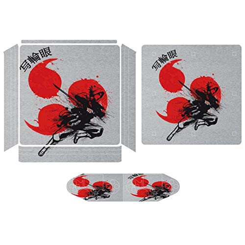 Red Sun Sasuke Sharingan Naruto Compatible with PS4 Slim controller and console skin sticker protective cover wireless wired gamepad controller