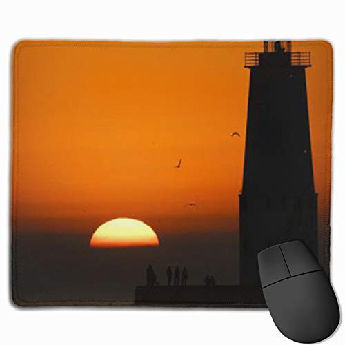 Anti-Slip Rubber Base Mouse Pad  Standard Mouse Pad  Comfortable Mouse Pad  Gaming Office Sunset-at-Frankfort-North-Breakwater-Lighthouse