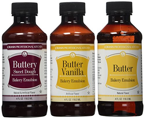 LorAnn Bakery Emulsion 3 pack - Butter Sweet Dough  Butter Vanilla and Butter - 4 oz bottles