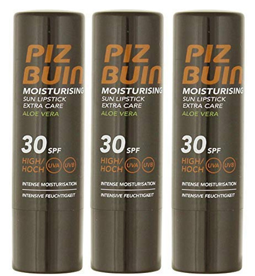 Piz Buin In Sun Extra Care Lipstick SPF 30 4.9g with Aloe Vera pack of 3 Piz Buin In Sun Extra Care Lipstick SPF 30 4.9g with Aloe Vera pack of 3