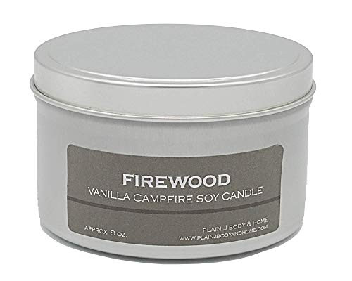 Firewood Scented Soy Candle Tin 8 oz  hand poured candle  clean burning candle  100 percent soy wax