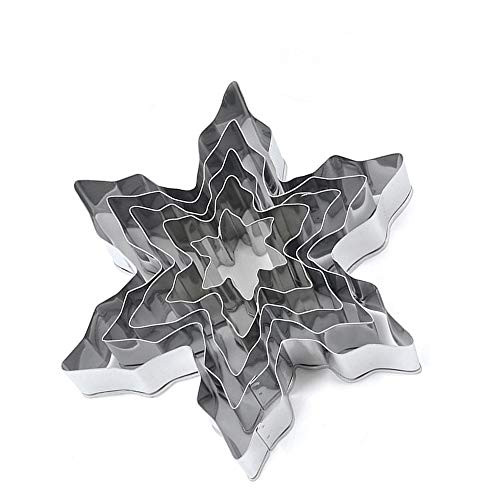 Antallcky Snowflake Cookie Cutter Stainless Steel Biscuit Molds Fondant Cookie Cutter Set Pastry Mold Christmas&Hot Summer-5 Pack