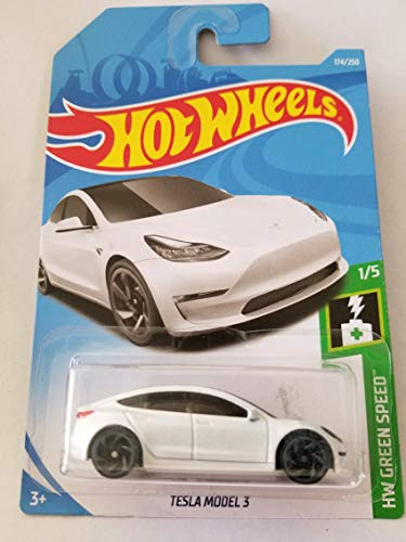 Hot Wheels 2019 HW Green Speed Tesla Model 3 174 250  White