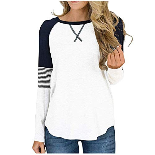 Womens Long Sleeve Tunic Tops Hessimy Women s Long Sleeve Color Block Tunic Comfy Stripe Round Neck T Shirt Tops White