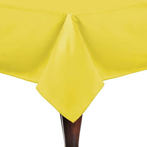 Ultimate Textile Bridal Satin 52 x 70-Inch Rectangular Tablecloth Lemon Yellow