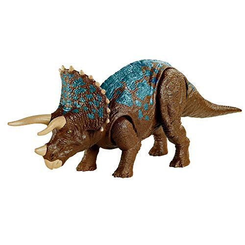 Jurassic World Sound Strike Triceratops Dinosaur Action Figure with Strike and Chomping Action  Realistic Sounds  Movable Joints  Authentic Color and Texture  Ages 4 and Up