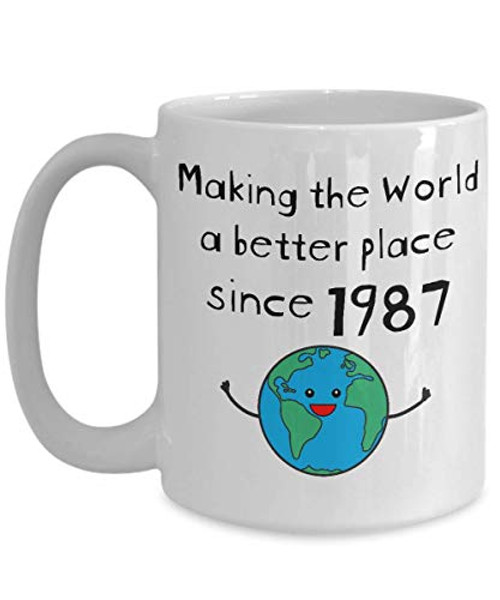 Making the World a Better Place Since 1987 Coffee Mug - 33rd Birthday Gifts for Women - Present for 33 Year Old Men - Her Him Wife Husband - 15oz Making the World a Better Place Since 1987 Coffee Mug - 33rd Birthday Gifts for Women - Present for 33 Year Old Men - Her Him Wife Husband - 15oz