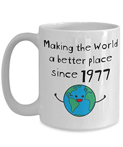 Making the World a Better Place Since 1977 Coffee Mug - 43rd Birthday Gifts for Women - Present for 43 Year Old Men - Her Him Wife Husband - 15oz Making the World a Better Place Since 1977 Coffee Mug - 43rd Birthday Gifts for Women - Present for 43 Year Old Men - Her Him Wife Husband - 15oz