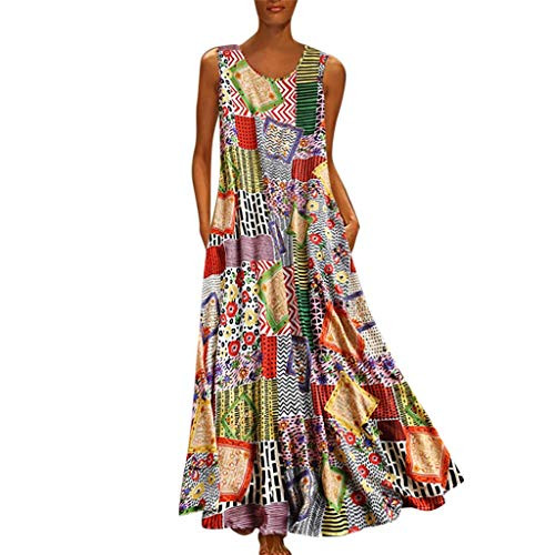 Kaitobe Womens Summer Dresses Casual Floral Sleeveless Maxi Long Dress Loose Vintage Bohemian Sundresses