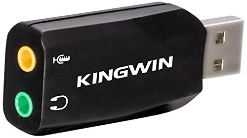 Kingwin USB External Stereo 3D Sound Adapter, USB Bus-Powered, [Plug & Play], C-Media Chipset and No External Power Required. Windows & Mac Compatible, and No Driver Needed