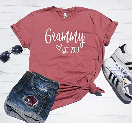 Custom Est 2020 Shirt Grammy Est Custom Year T-Shirt New Grandma Shirt Promoted To Grandma Shirt   Pregnancy Reveal   Grammy To Be   Nana Eat Shirt   Gammy Est Shirt