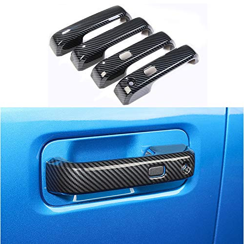 Keptrim for F-150 ABS Carbon Fiber Door Handles Cover Trim for Ford F150 2015-2019  W O Smart Keyhole 4pcs