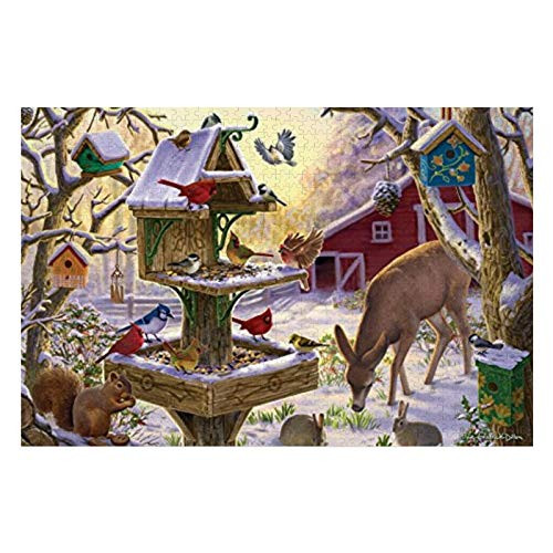 Sunrise Feasting Animals  Deer Wooden Jigsaw Puzzles for Adults Kids Toddlers 1000 Piece Learning Educational Puzzles Toys for Boys and Girls