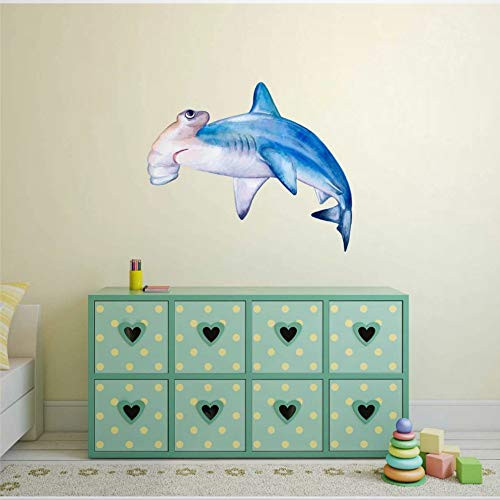 Decal Vinyl Wall Stickers  and  Murals   Hammerhead Shark Watercolor Ocean Sea Life Under The Kids Decor Art Wall Decal   Removable Home Decor Murals Poster for Bedroom  Living Room Nursery Indoor.