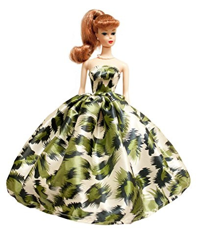 Peregrine Green Print Silk Prom Dress Fits for Barbie Doll