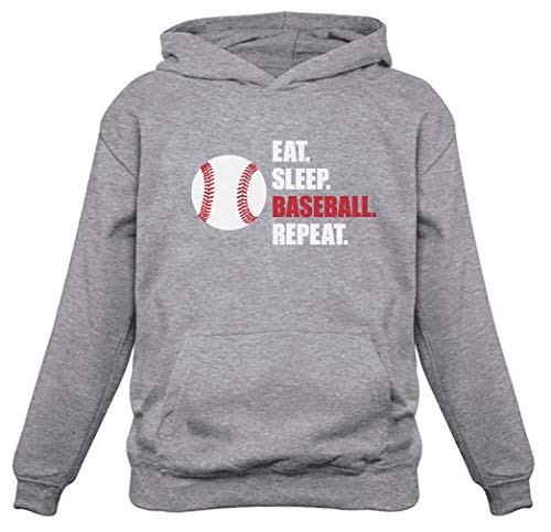 Tstars Eat Sleep Baseball Repeat Sweatshirt Gift for Baseball Fans Hoodie Medium Gray