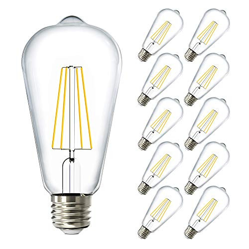 Sunco Lighting 10 Pack ST64 LED Bulb  Dimmable  8.5W 60W  4000K Cool White  Vintage Edison Filament Bulb  800 LM  E26 Base  Restaurant or String Lights - UL  Energy Star