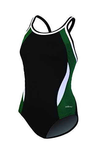 Dolfin CHLOROBAN BLOCK DBX BACK SWIMSUIT WOMENS BLACK FOREST WHITE SIZE 28